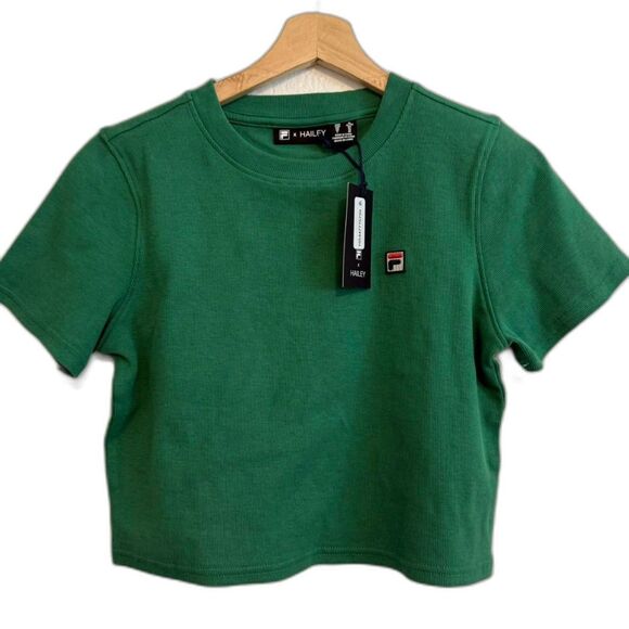 Filax HAILEY BEIBER GREEN CROPPED TEE FILA  L - Picture 4 of 6